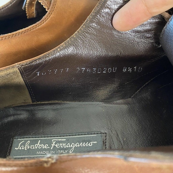 Vintage Salvatore Ferragamo Tramezza Brown Leather Loafers Size 8 1/2 1 D main image 7